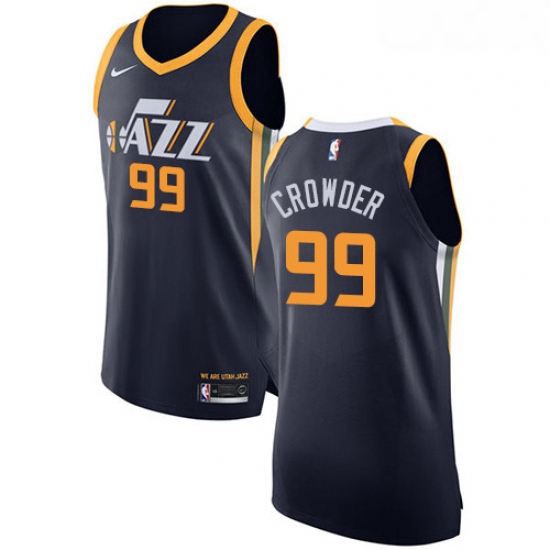 Youth Nike Utah Jazz 99 Jae Crowder Authentic Navy Blue Road NBA Jersey Icon Edition