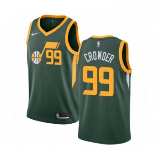 Youth Nike Utah Jazz 99 Jae Crowder Green Swingman Jersey Earned Edition