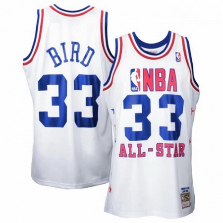 Mens Mitchell and Ness Boston Celtics 33 Larry Bird Authentic White 1990 All Star Throwback NBA Jers