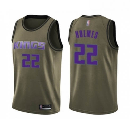 Youth Sacramento Kings 22 Richaun Holmes Swingman Green Salute to Service Basketball Jersey