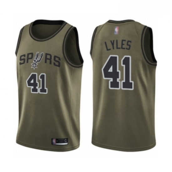 Youth San Antonio Spurs 41 Trey Lyles Swingman Green Salute to Service Basketball Jersey