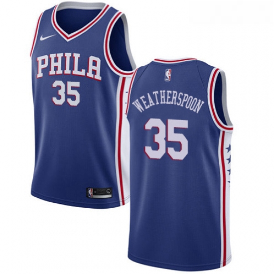 Youth Nike Philadelphia 76ers 35 Clarence Weatherspoon Swingman Blue Road NBA Jersey Icon Edition