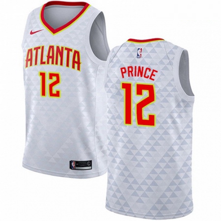 Mens Nike Atlanta Hawks 12 Taurean Prince Authentic White NBA Jersey Association Edition