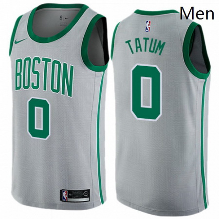 Mens Nike Boston Celtics 0 Jayson Tatum Swingman Gray NBA Jersey City Edition