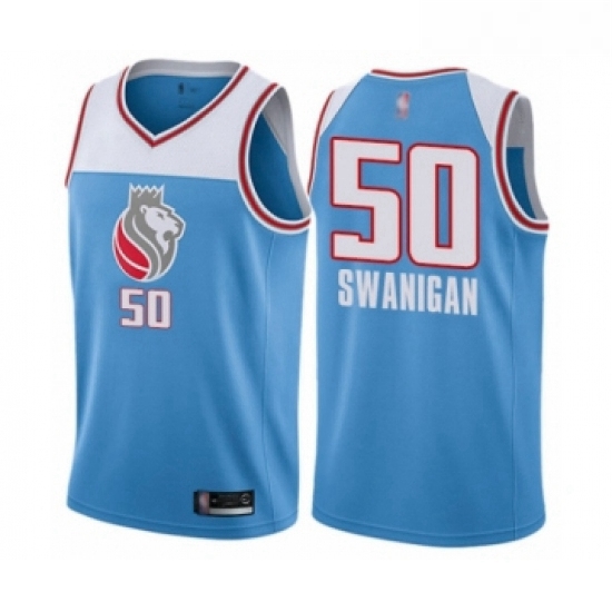 Youth Sacramento Kings 50 Caleb Swanigan Swingman Blue Basketball Jersey City Edition