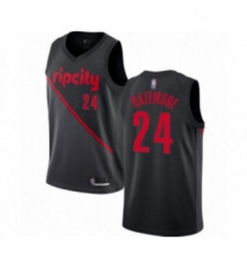 Youth Portland Trail Blazers 24 Kent Bazemore Swingman Black Basketball Jersey 2018 19 City Edition