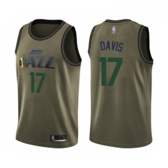 Youth Utah Jazz 17 Ed Davis Swingman Green Salute to Service Basketball Jersey