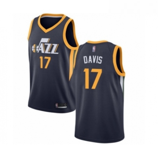 Youth Utah Jazz 17 Ed Davis Swingman Navy Blue Basketball Jersey