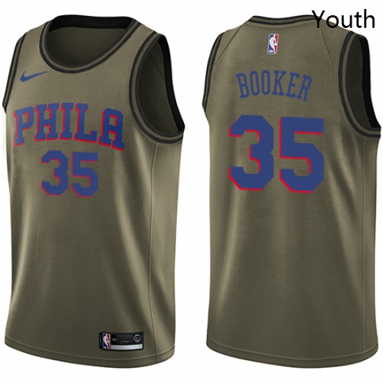 Youth Nike Philadelphia 76ers 35 Trevor Booker Swingman Green Salute to Service NBA Jersey