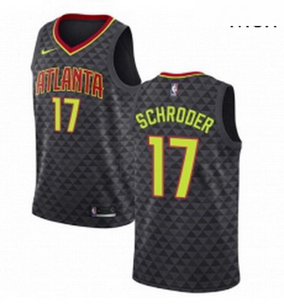 Mens Nike Atlanta Hawks 17 Dennis Schroder Authentic Black Road NBA Jersey Icon Edition