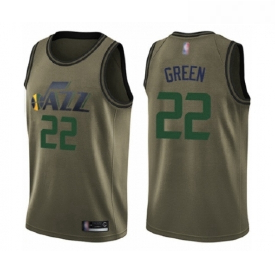 Youth Utah Jazz 22 Jeff Green Swingman Green Salute to Service Basketball Jersey