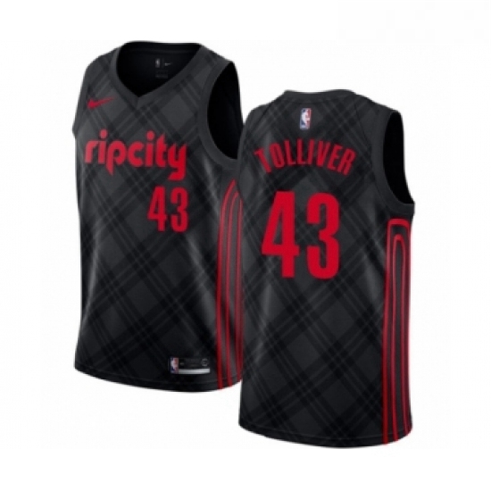 Youth Portland Trail Blazers 43 Anthony Tolliver Swingman Black Basketball Jersey City Edition