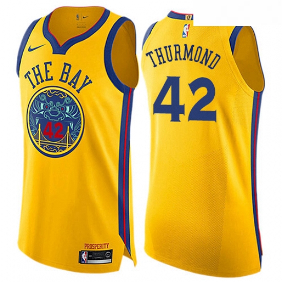 Youth Nike Golden State Warriors 42 Nate Thurmond Swingman Gold NBA Jersey City Edition