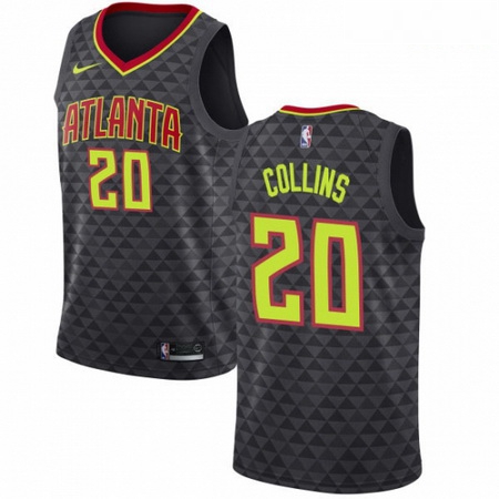 Mens Nike Atlanta Hawks 20 John Collins Authentic Black Road NBA Jersey Icon Edition