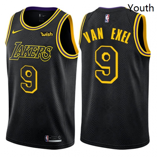 Youth Nike Los Angeles Lakers 9 Nick Van Exel Swingman Black NBA Jersey City Edition