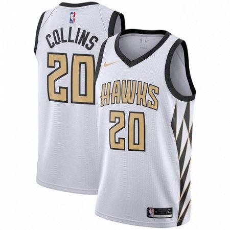 Mens Nike Atlanta Hawks 20 John Collins Swingman White NBA Jersey City Edition