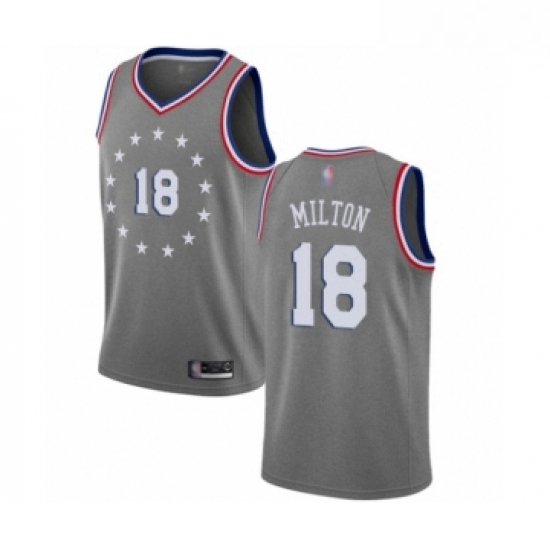 Youth Philadelphia 76ers 18 Shake Milton Swingman Gray Basketball Jersey City Edition