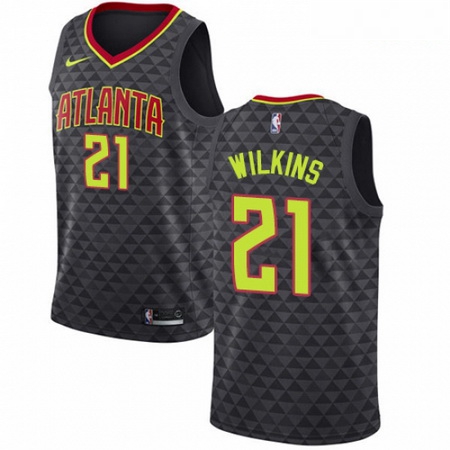 Mens Nike Atlanta Hawks 21 Dominique Wilkins Swingman Black Road NBA Jersey Icon Edition