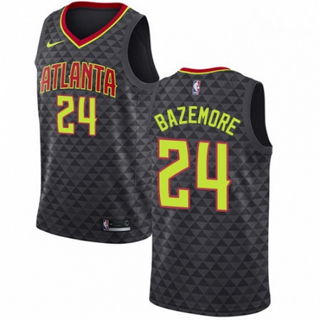 Mens Nike Atlanta Hawks 24 Kent Bazemore Authentic Black Road NBA Jersey Icon Edition