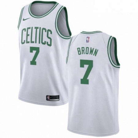 Mens Nike Boston Celtics 7 Jaylen Brown Authentic White NBA Jersey Association Edition