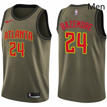 Mens Nike Atlanta Hawks 24 Kent Bazemore Swingman Green Salute to Service NBA Jersey