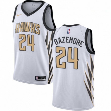 Mens Nike Atlanta Hawks 24 Kent Bazemore Swingman White NBA Jersey City Edition