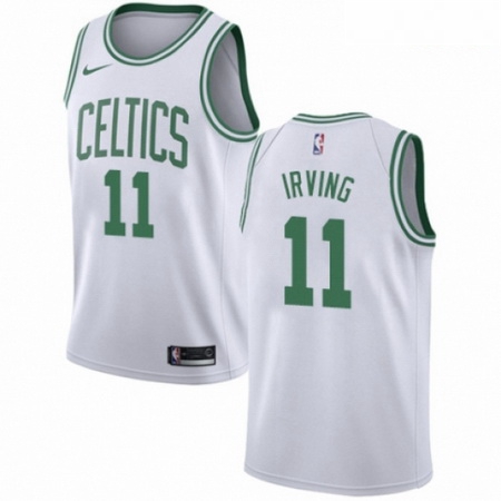 Mens Nike Boston Celtics 11 Kyrie Irving Authentic White NBA Jer