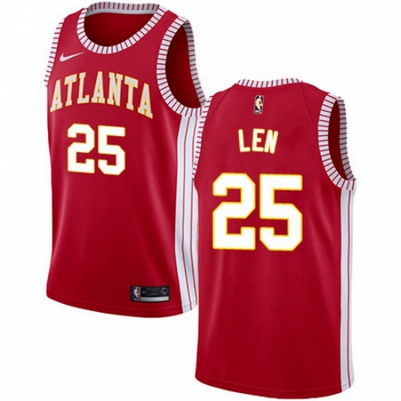 Mens Nike Atlanta Hawks 25 Alex Len Authentic Red NBA Jersey Statement Edition