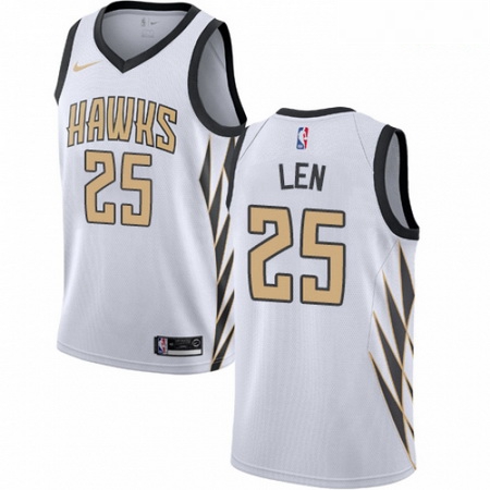 Mens Nike Atlanta Hawks 25 Alex Len Swingman White NBA Jersey City Edition