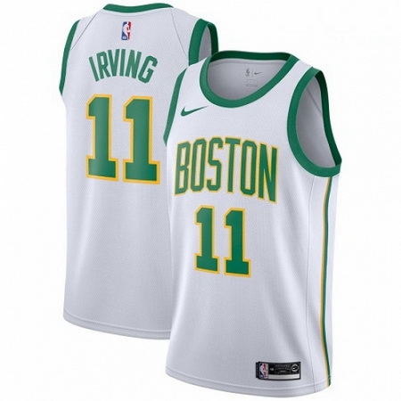 Mens Nike Boston Celtics 11 Kyrie Irving Swingman White NBA Jersey City Edition