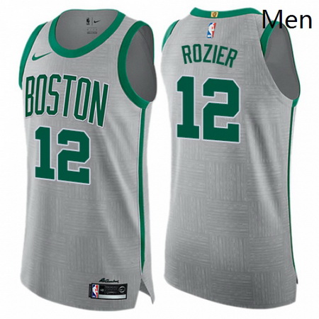 Mens Nike Boston Celtics 12 Terry Rozier Authentic Gray NBA Jers