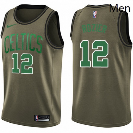 Mens Nike Boston Celtics 12 Terry Rozier Swingman Green Salute to Service NBA Jersey