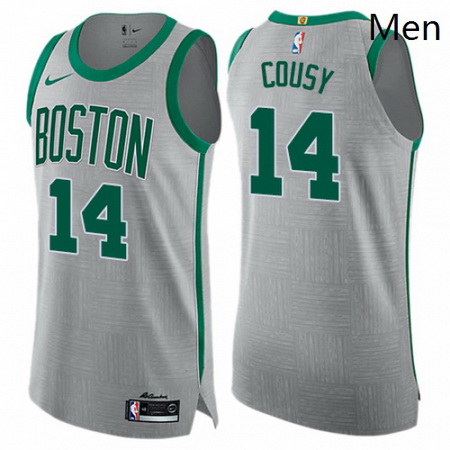 Mens Nike Boston Celtics 14 Bob Cousy Authentic Gray NBA Jersey City Edition