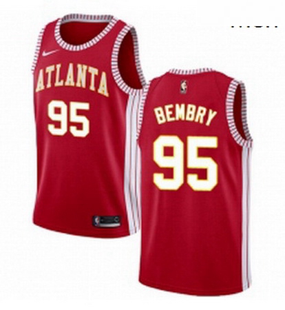 Mens Nike Atlanta Hawks 95 DeAndre Bembry Swingman Red NBA Jerse