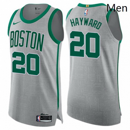 Mens Nike Boston Celtics 20 Gordon Hayward Authentic Gray NBA Je