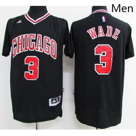 Chicago Bulls 3 Dwyane Wade Black Short Sleeve Stitched NBA Jerseyy