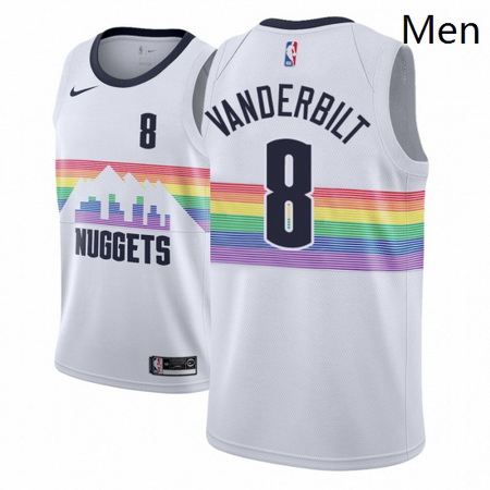 Men NBA 2018 19 Denver Nuggets 8 Jarred Vanderbilt City Edition White Jersey