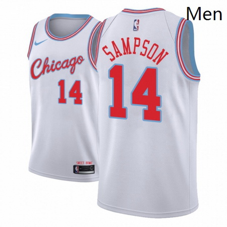 Men NBA 2018 19 Chicago Bulls 14 JaKarr Sampson City Edition White Jersey