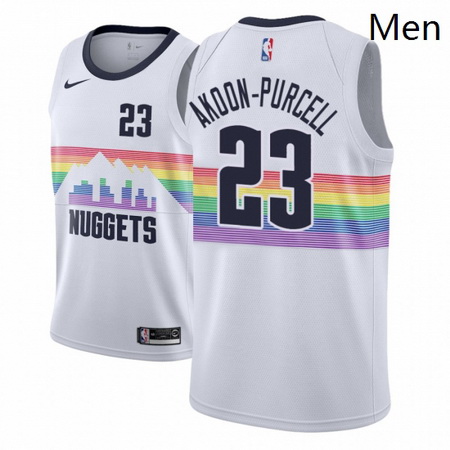 Men NBA 2018 19 Denver Nuggets 23 DeVaughn Akoon Purcell City Edition White Jersey