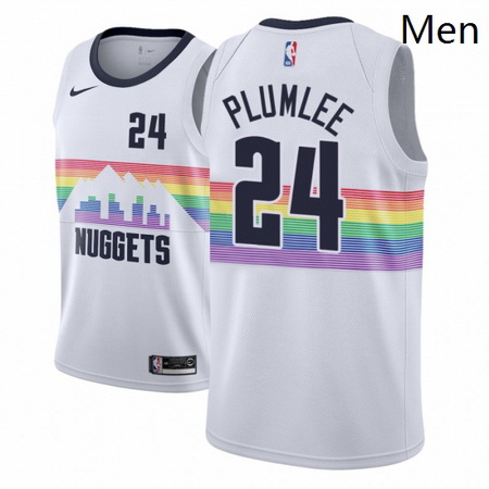 Men NBA 2018 19 Denver Nuggets 24 Mason Plumlee City Edition White Jersey