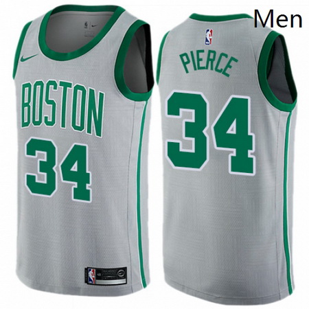 Mens Nike Boston Celtics 34 Paul Pierce Swingman Gray NBA Jersey