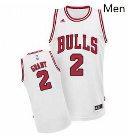 Mens Adidas Chicago Bulls 2 Jerian Grant Swingman White Home NBA