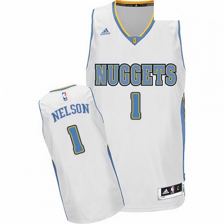 Mens Adidas Denver Nuggets 1 Jameer Nelson Swingman White Home NBA Jersey