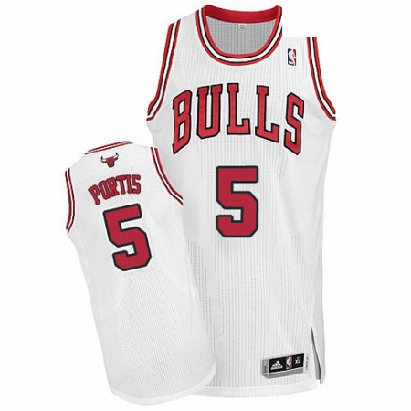 Mens Adidas Chicago Bulls 5 Bobby Portis Authentic White Home NBA Jersey