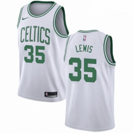 Mens Nike Boston Celtics 35 Reggie Lewis Authentic White NBA Jersey Association Edition