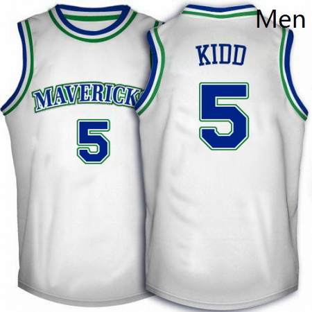 Mens Adidas Dallas Mavericks 5 Jason Kidd Swingman White Throwback NBA Jersey