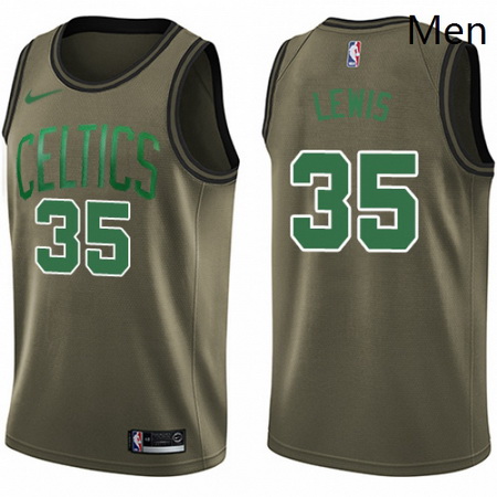 Mens Nike Boston Celtics 35 Reggie Lewis Swingman Green Salute to Service NBA Jersey