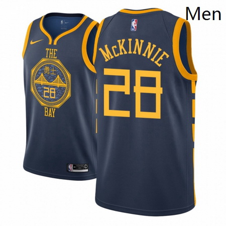 Men NBA 2018 19 Golden State Warriors 28 Alfonzo McKinnie City Edition Navy Jersey