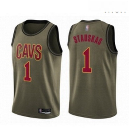 Mens Cleveland Cavaliers 1 Nik Stauskas Swingman Green Salute to Service Basketball Jersey