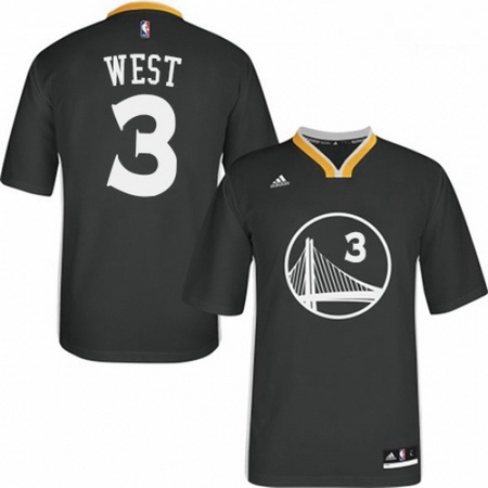 Mens Adidas Golden State Warriors 3 David West Authentic Black Alternate NBA Jersey